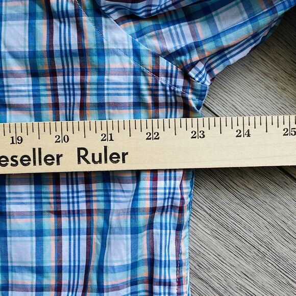 Peter Millar Shirt Mens Size Large All Cotton Blue Multi Plaid Button Down L - Picture 7 of 7